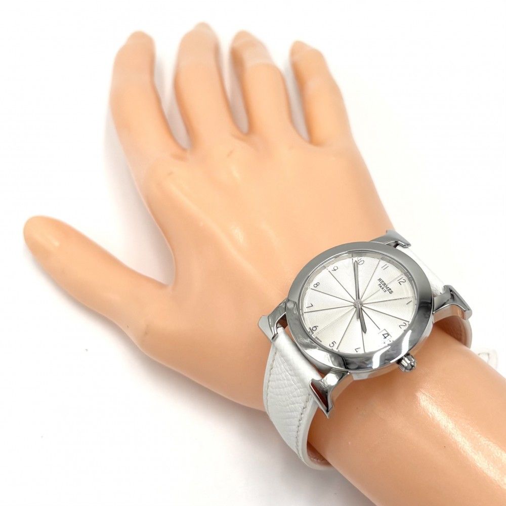 エルメス 腕時計 ユニセックス Hウォッチ ロンド ギョーシェ文字盤 革