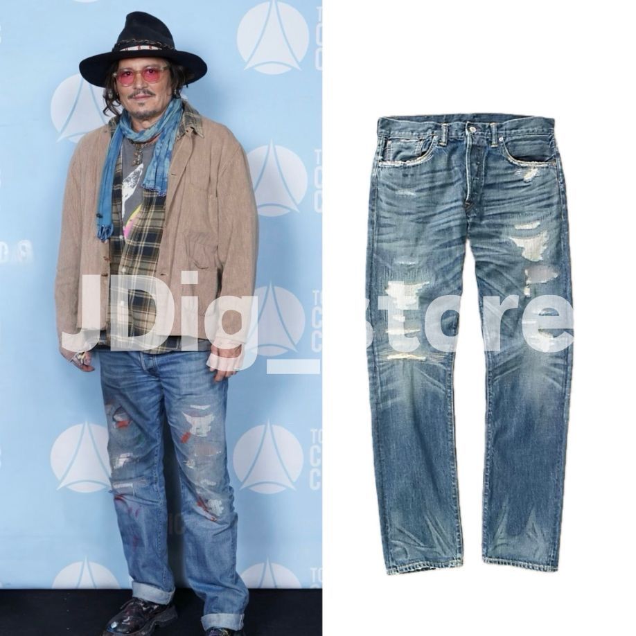 パンツ RRL repair denim レア ジョニーデップ 来日着用 RRL ラルフローレン ダメージリペア