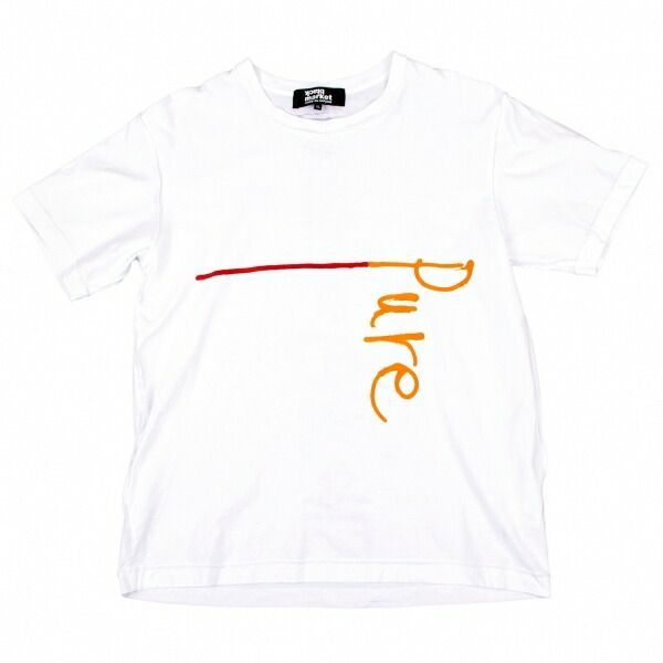 ブラックマーケット コムデギャルソンBlackmarket COMME des GARCONS ロゴプリントインサイドアウトTシャツ 白XL