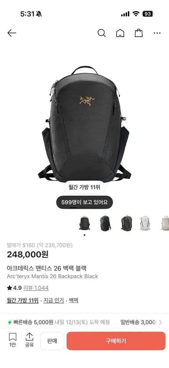 ARC TERYX アークテリクス マンティス 26 ブラック バックパック 商品