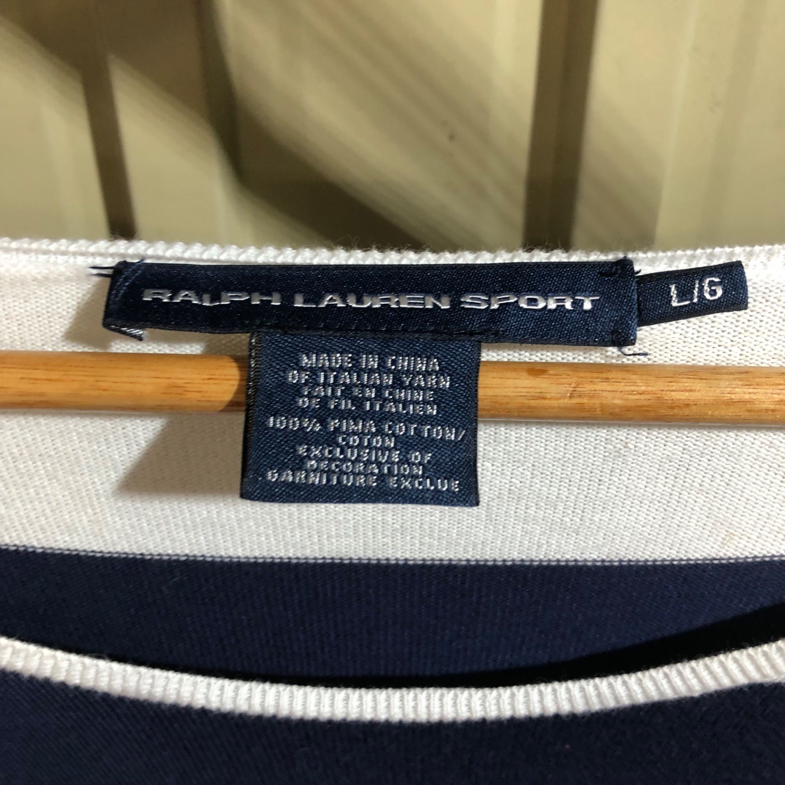 1147 RALPH LAUREN SPORT セーター ホワイト ネイビー L ラルフ