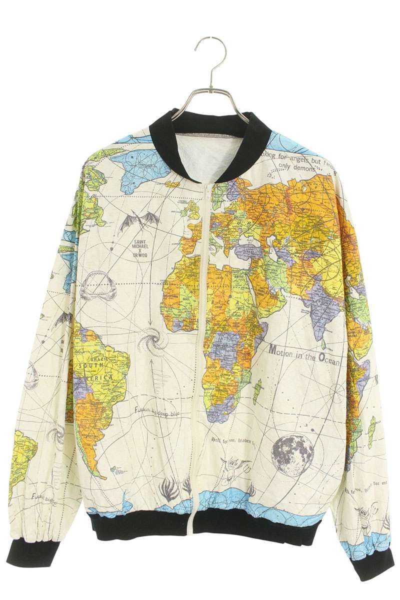 セントマイケル 23 SS SM-S 23-0000-084 ワールドマップペーパージャケットブルゾン メンズ XL