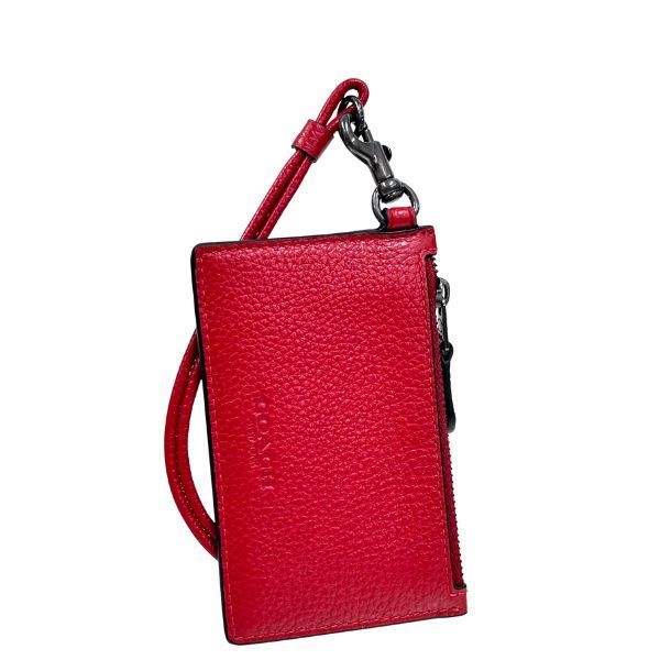 コーチ メンズ カードケース COACH レディース レザー ジップ ランヤード カード ケース CAJ 45 QBUP 7 ボールドレッド
