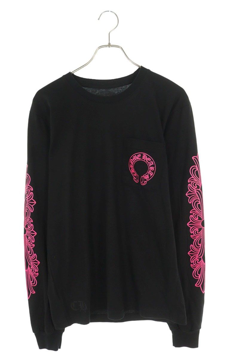 クロムハーツ CH L S 1 袖フローラルバックホースシュープリント長袖カットソー メンズ M