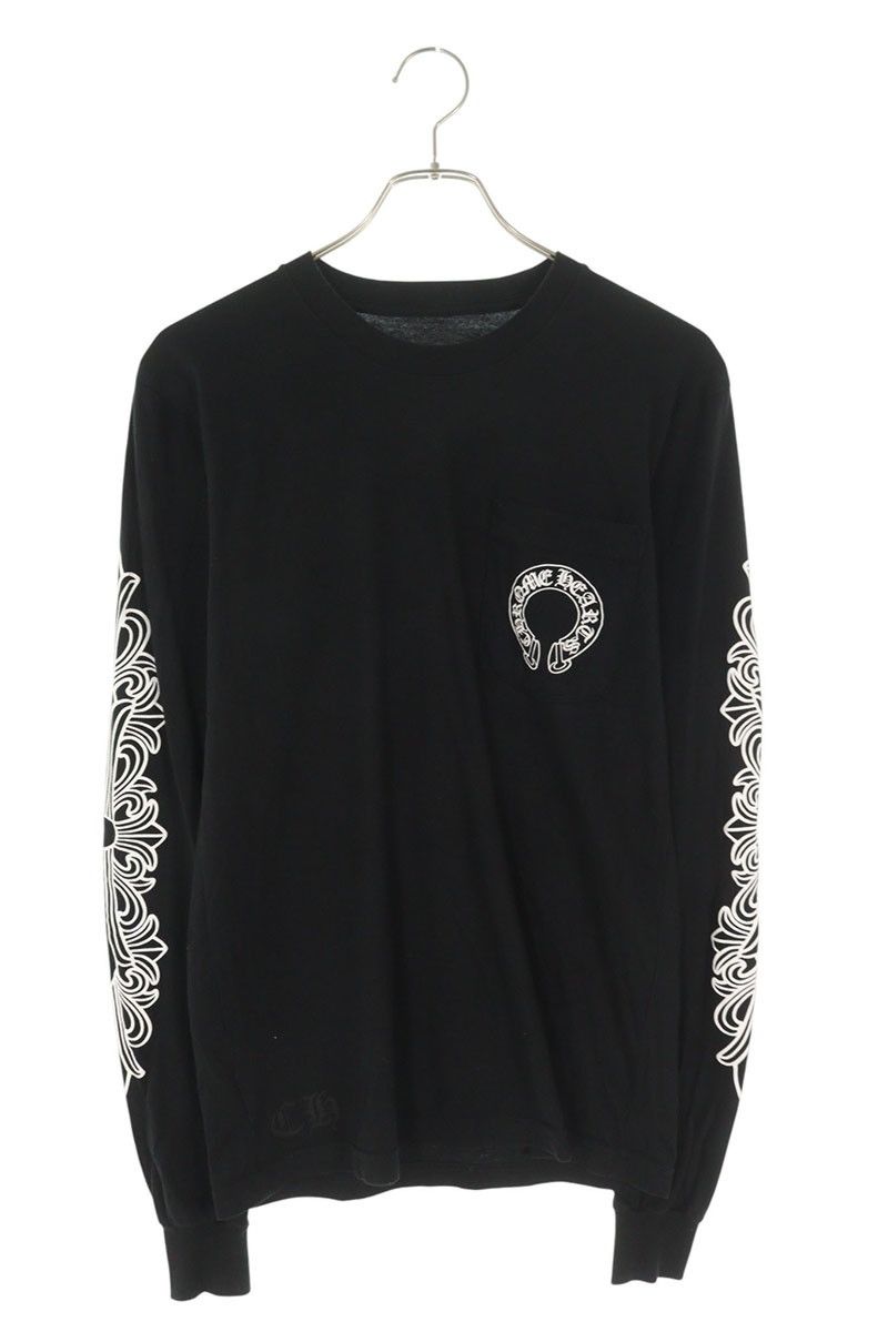 クロムハーツ CH L S 1 バックホースシュープリント長袖カットソー メンズ 七分 長袖カットソー トップス メンズ