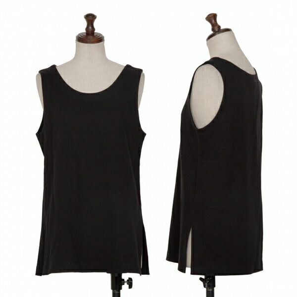 イッセイミヤケISSEY MIYAKEコットンベーシックタンクトップ 黒M 最高