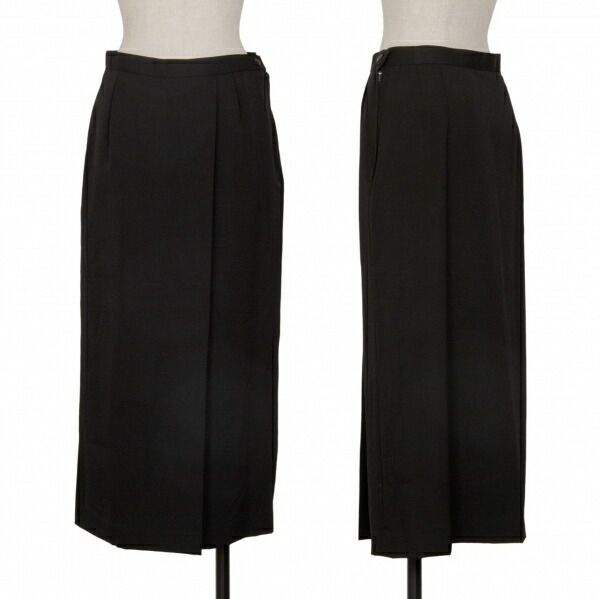 イッセイミヤケISSEY MIYAKEウールギャバタックデザインスカート 黒M