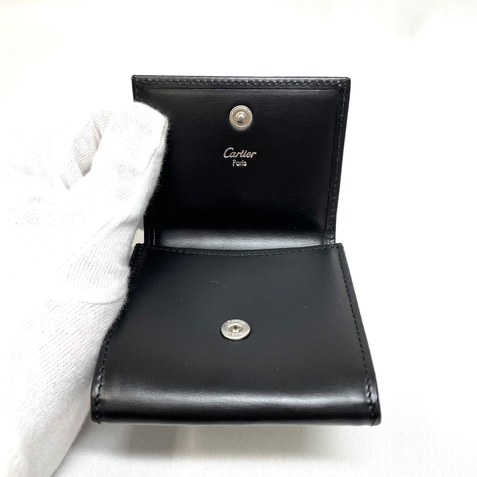 美品】 Cartier カルティエ コインケース パンテール ブラック レザー