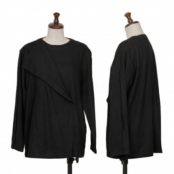 【ISSEY MIYAKE】 イッセイミヤケ （9） フロントドレープカットソー イッセイミヤケISSEY MIYAKE フロントドレープデザインカットソー 黒9