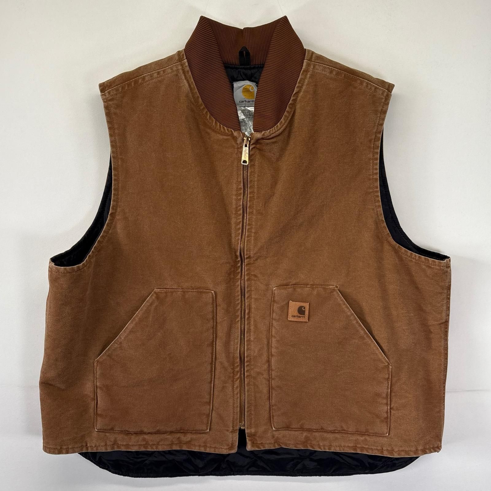 古着 カーハート Carhartt ベスト 大きいサイズ ダック地 フルジップ