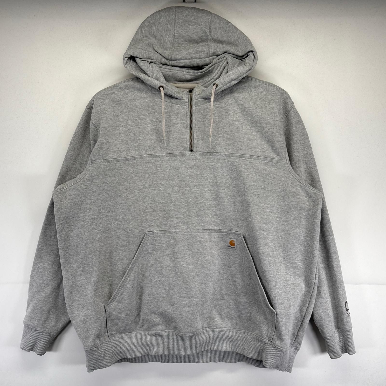 古着 カーハート Carhartt パーカー 大きいサイズ ハーフジップ ワンポイントロゴ刺繍 プルオーバー 3XL  グレー系 メンズ 古着 カーハート Carhartt パーカー 大きいサイズ ハーフジップ ワン