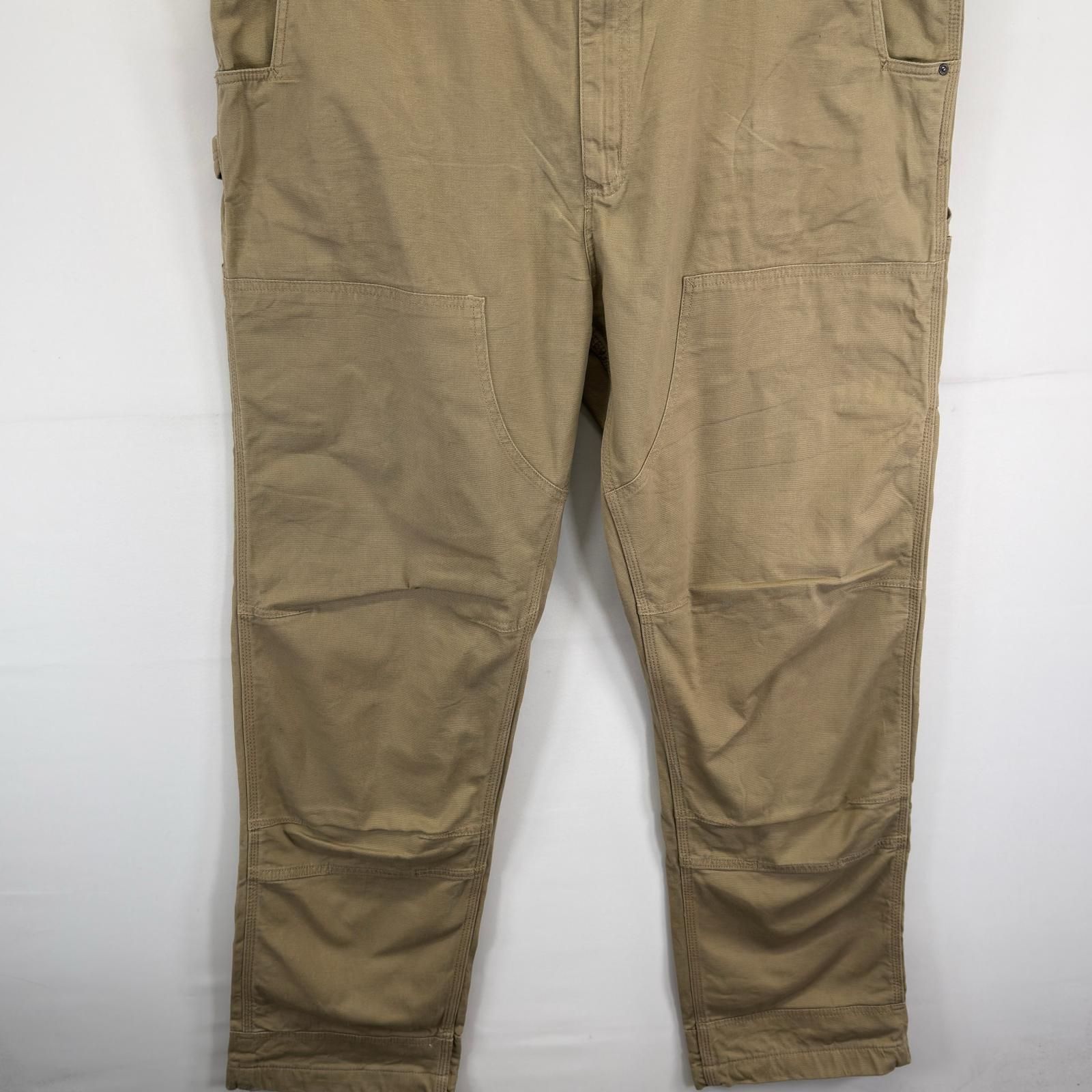 古着 カーハート Carhartt オーバーオール ダック ワンポイントロゴ 大きいサイズ ダブルニー ワーク w 44 L 34 ベージュ系 メンズ