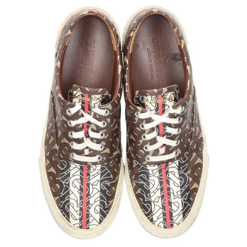 Burberry ローカットスニーカー ベージュ/黒/赤 レザー スエード＆チェック スニーカー (ブラック／アーカイブベージュ