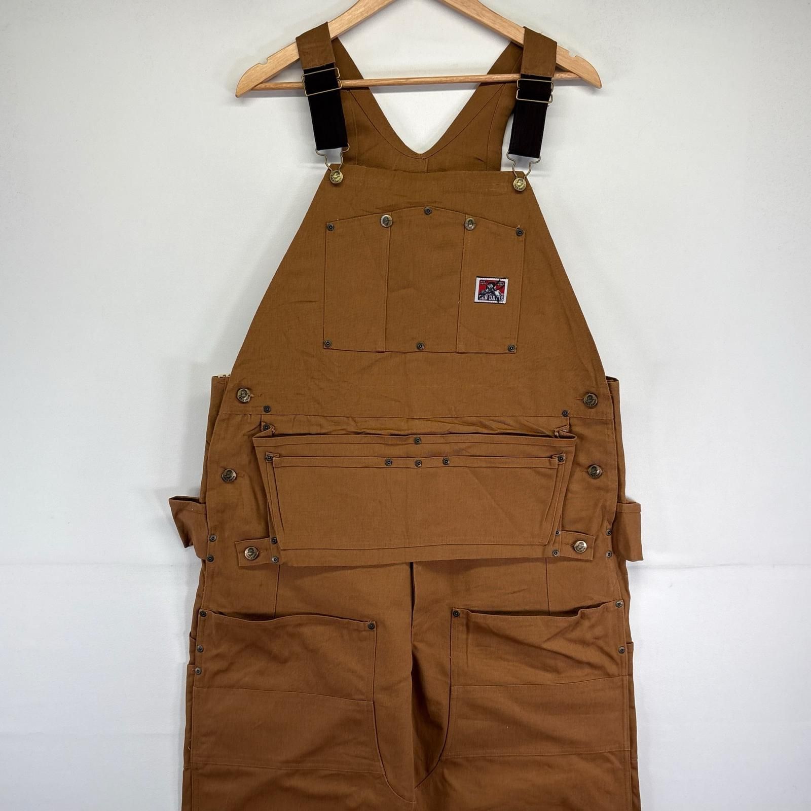 古着 ベンデイビス BEN DAVIS オーバーオール ダック 大きいサイズ ダブルニー w 40 L 32 ブラウン系 メンズ