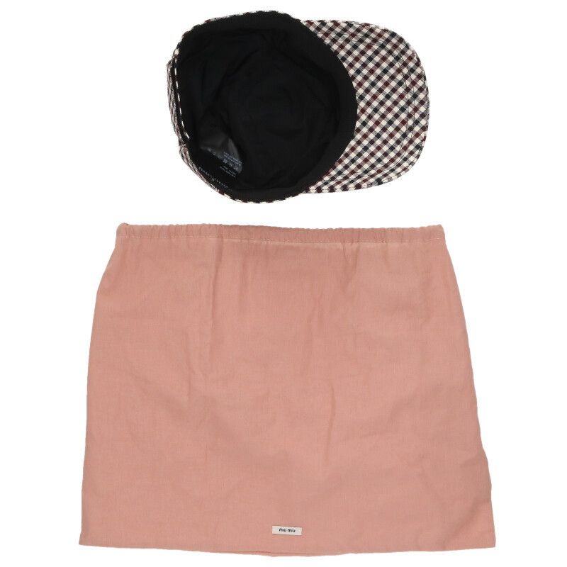 ミュウミュウ サイズ:S  5HC179 ロゴ刺繍チェック柄キャップ 中古 SB01 ミュウミュウ 5HC179 ロゴ刺繍チェック柄キャップ レディース S - メルカリ