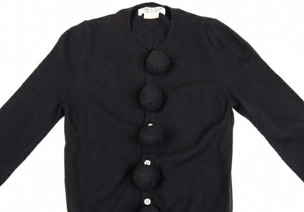 コムコム コムデギャルソンCOMME des GARCONS ボンボン装飾ニットカーディガン 黒SS