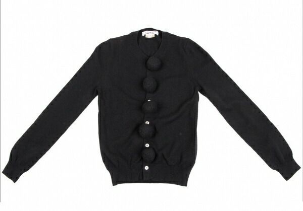 コムコム コムデギャルソンCOMME des GARCONS ボンボン装飾ニットカーディガン 黒SS