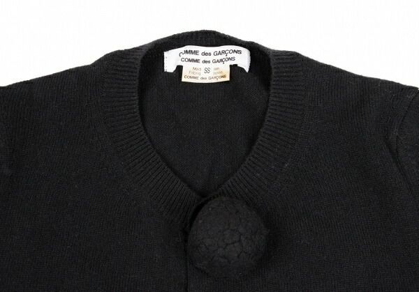 コムコム コムデギャルソンCOMME des GARCONS ボンボン装飾ニットカーディガン 黒SS