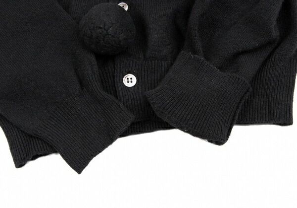コムコム コムデギャルソンCOMME des GARCONS ボンボン装飾ニットカーディガン 黒SS