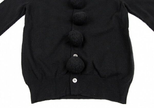 コムコム コムデギャルソンCOMME des GARCONS ボンボン装飾ニットカーディガン 黒SS