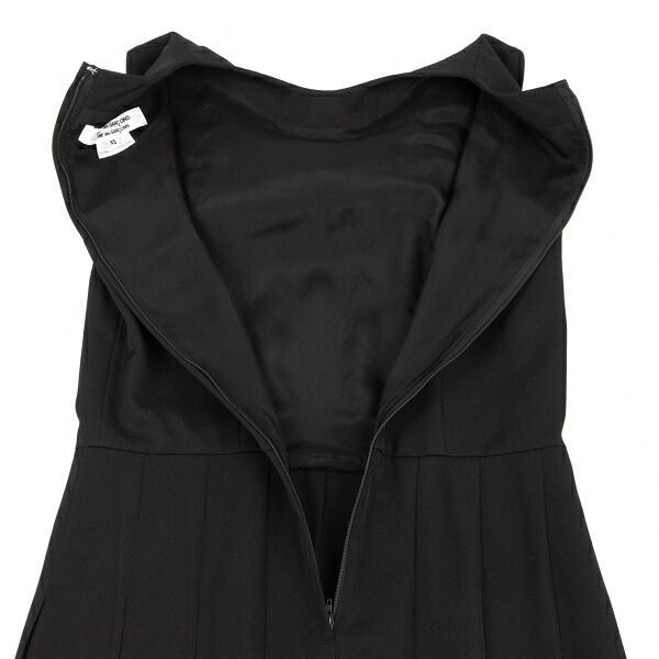 GARCONS ウールギャバフロントリボンデザインプリーツ切替ノースリーブワンピース