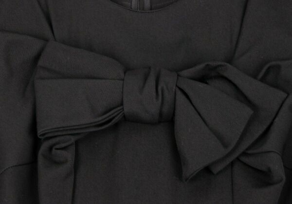 GARCONS ウールギャバフロントリボンデザインプリーツ切替ノースリーブワンピース