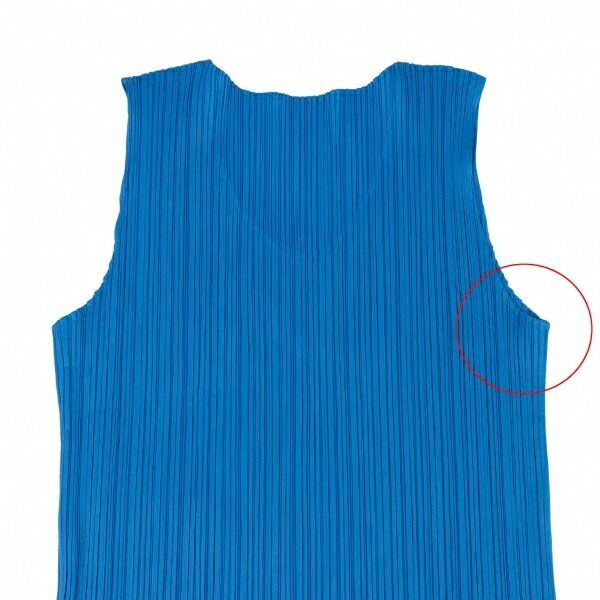 イッセイミヤケ プリーツ ノースリーブ チュニック イッセイミヤケISSEY MIYAKEプリーツノースリーブチュニック 青M