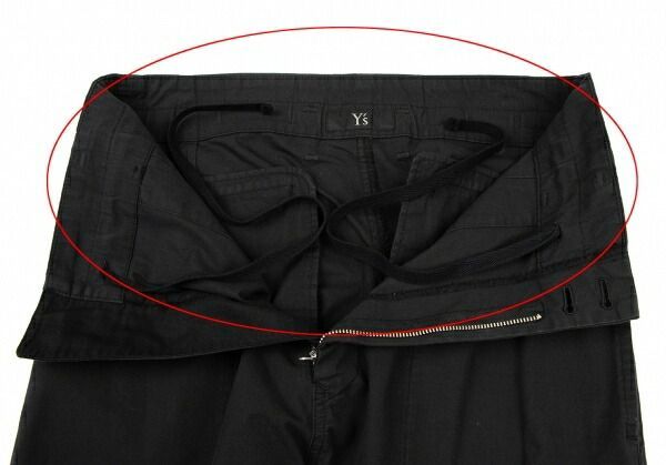 ワイズY's 本物 コットンナイロンサルエルテーパードパンツ 黒1