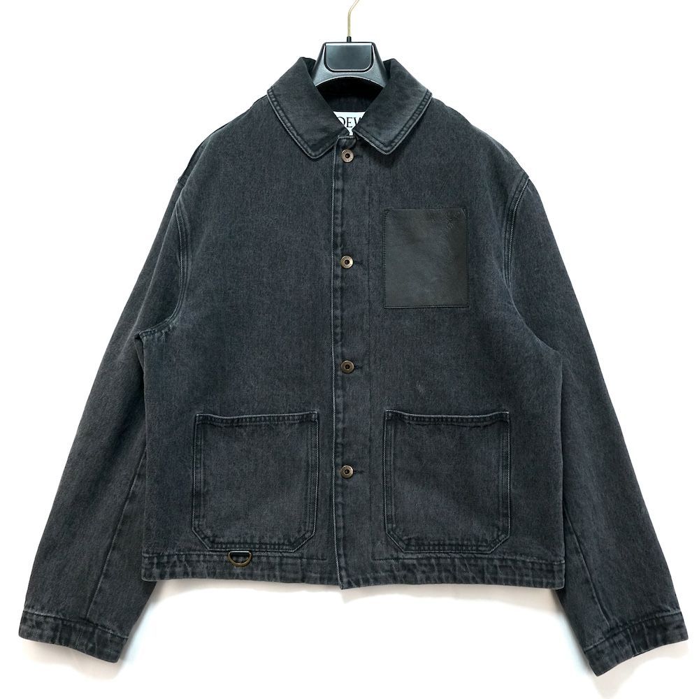 LOEWE 24SS WORKWEAR JACKET IN DENIM ロエベ レザー切り替え ワーク