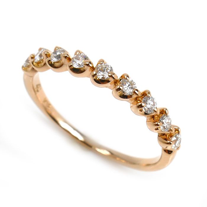 4℃ ヨンドシー K 18 PG ピンクゴールド 9 Pダイヤ リング 指輪 ダイヤモンド 8号 1 5 g レディース