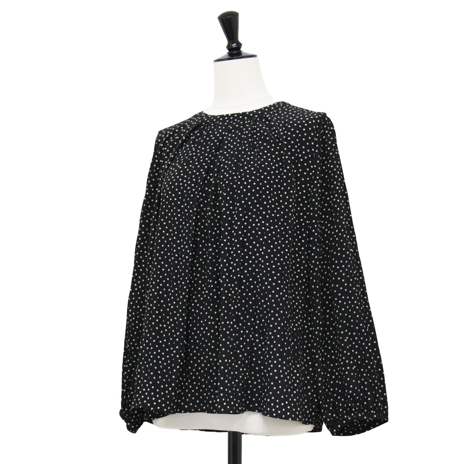 Ballsey ボールジー ブラウス ブラック 黒 サイズ:36(9号) | 24秋冬 ランダム プリーツ ドット プリント ボックス タック ブラウス / シャツ | プルオーバー 長袖 クルーネック | トップス 【レディース】【中古】【K4662】 Ballsey ボールジー ブラウス ブラック 黒 サイズ:36(9号) | 24秋冬