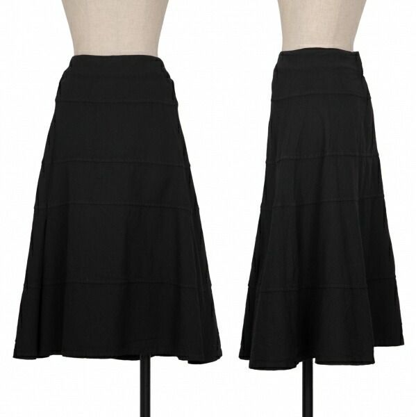 トリココムデギャルソンtricot COMME des GARCONS製品染め切替ウールスカート 黒M