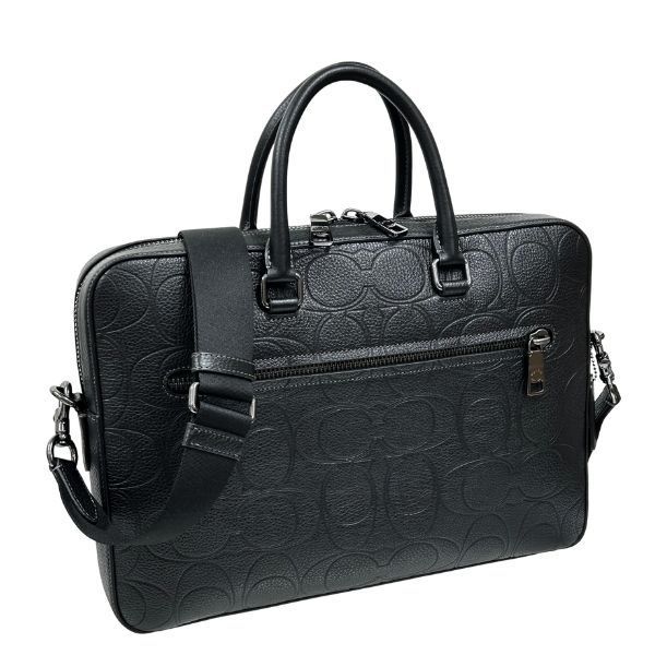 コーチ バッグ メンズ COACH ビジネスバッグ シグネチャー レザー イーサン スリム ブリーフ CCF 55 QB|BK ブラック