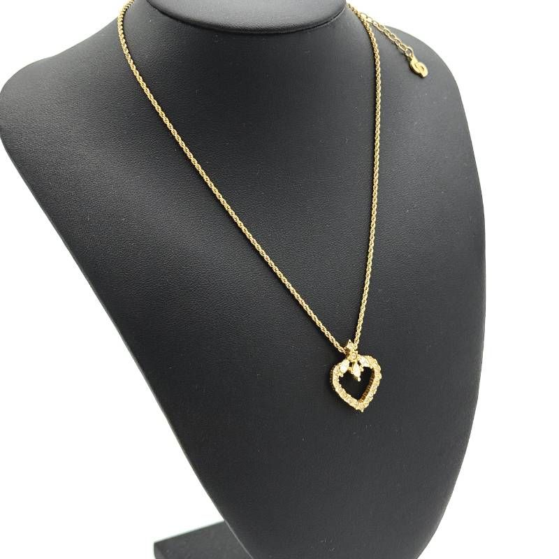 美品✨クリスチャン　ディオール　ネックレス　Dior ハート型　ラインストーン 美品 Dior ハート ラインストーン ネックレス ゴールド クリスチャン