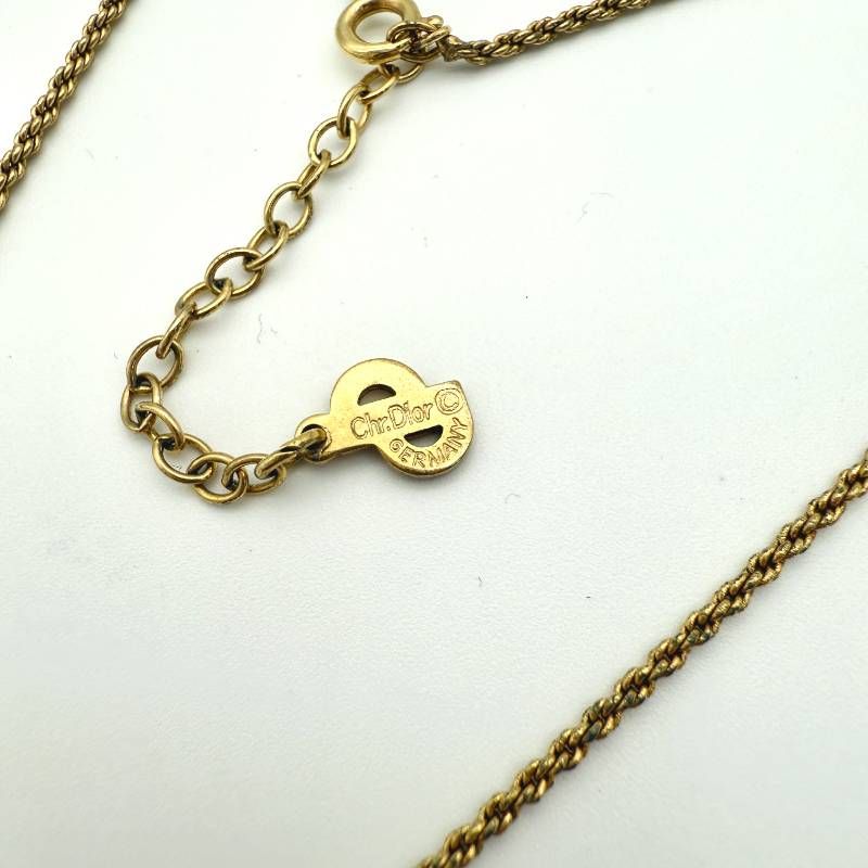 美品 Dior ハート ラインストーン ネックレス ゴールド クリスチャン