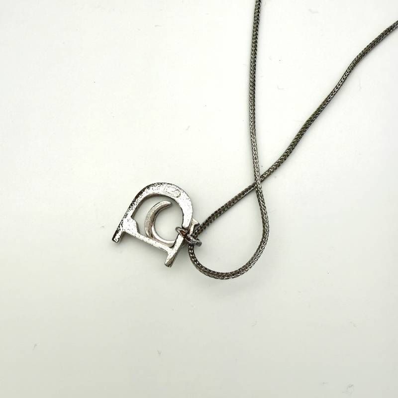 美品 Dior CDロゴ ラインストーン ネックレス シルバー クリスチャン