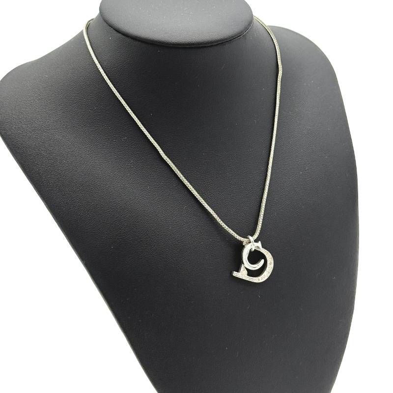 美品 クリスチャン ディオール CDロゴ ラインストーン シルバー ネックレス 美品 Dior CDロゴ ラインストーン ネックレス シルバー クリスチャン