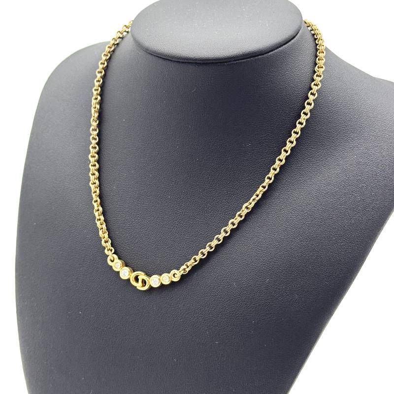 美品 Dior CDロゴ ラインストーン ネックレス ゴールド クリスチャン