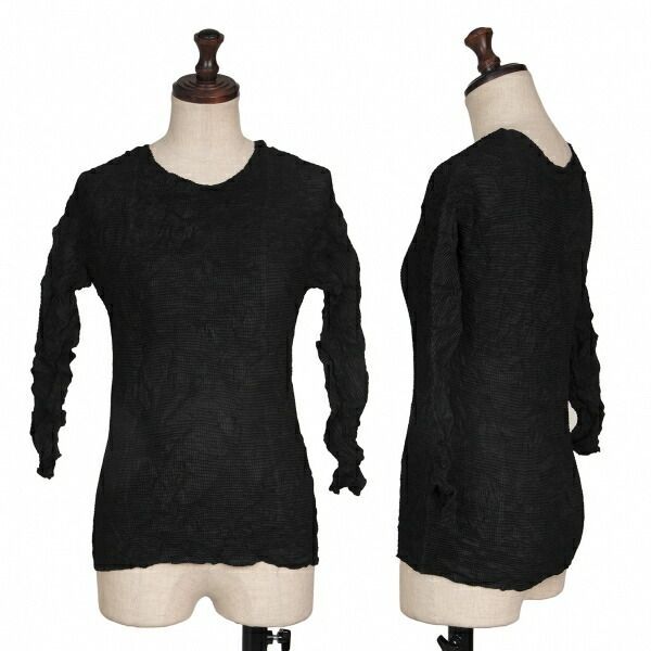 レディース イッセイミヤケISSEY MIYAKEシワプリーツカットソー 黒M