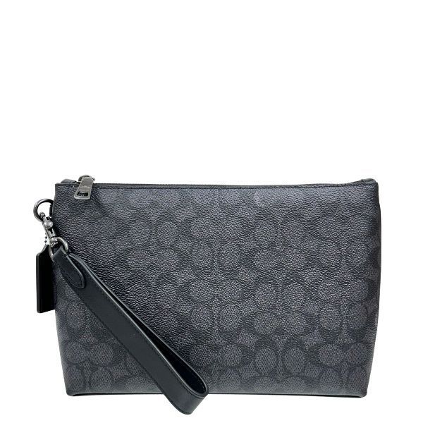 コーチ ポーチ メンズ COACH セカンドバッグ シグネチャー CCF 32 QBMI 5 チャコール×ブラック