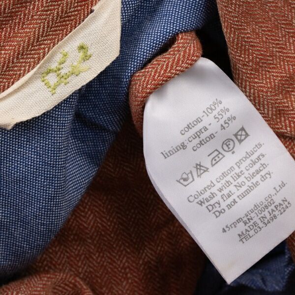 45rpm 45R ヘリンボーン織りボタンデザインジャケット 朱色2