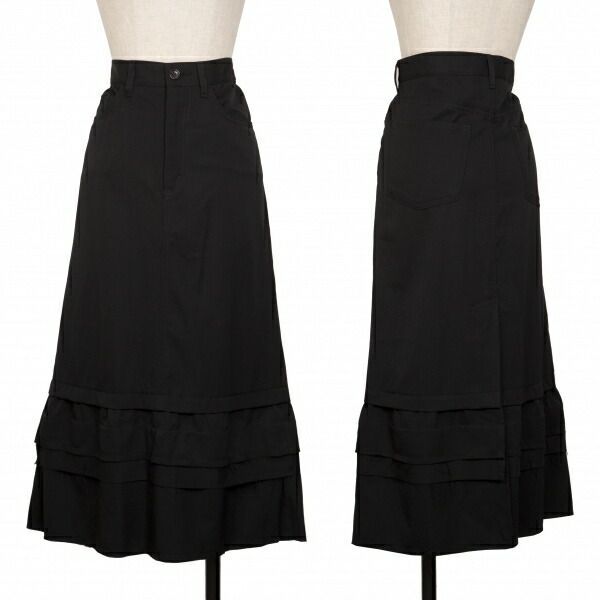 トリコ コムデギャルソン　ウールギャバジン　サイドスリット　スカート　リボン付き トリココムデギャルソンtricot COMME des GARCONSウールギャバ裾切替