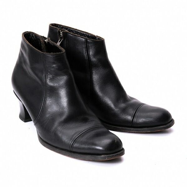 トリココムデギャルソンtricot COMME des GARCONS サイドジップレザーヒールブーツ 黒23