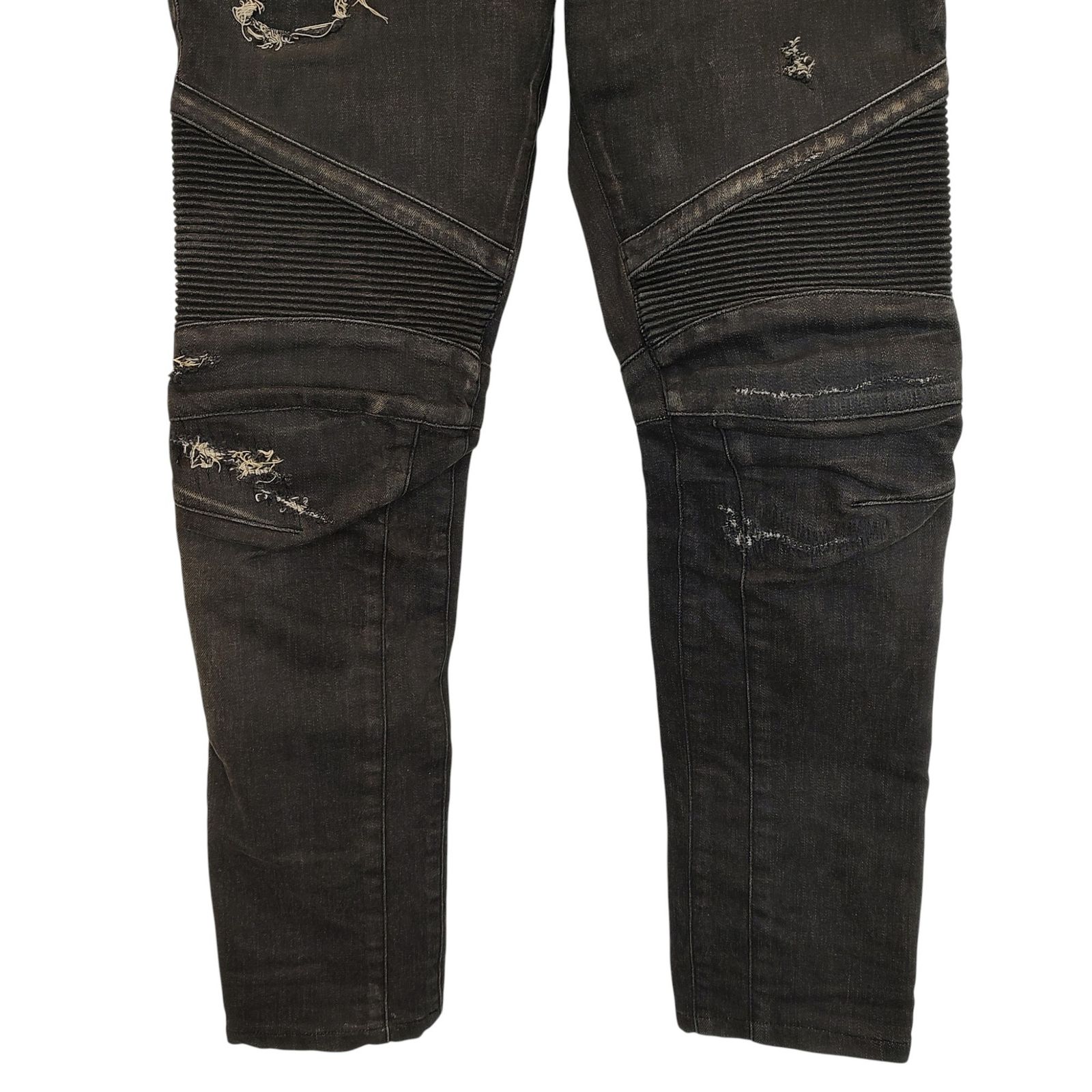 BALMAIN バルマン 16AW 蛇腹 ダメージ加工 バイカー デニムパンツ