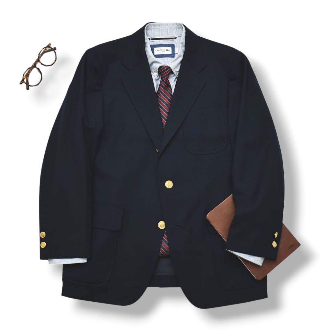 美品✨J.PRESS 金ボタン ブレザー 段返り テーラードジャケット L相当 定番 紺ブレ】 ジェイプレス J.PRESS 段返り 3B テーラードジャケット
