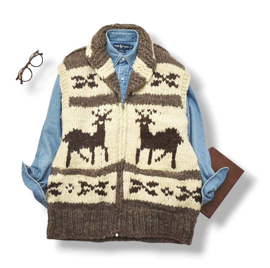 本格】 カナダ製 キシタウ KISITAU ショールカラー カウチン ニット