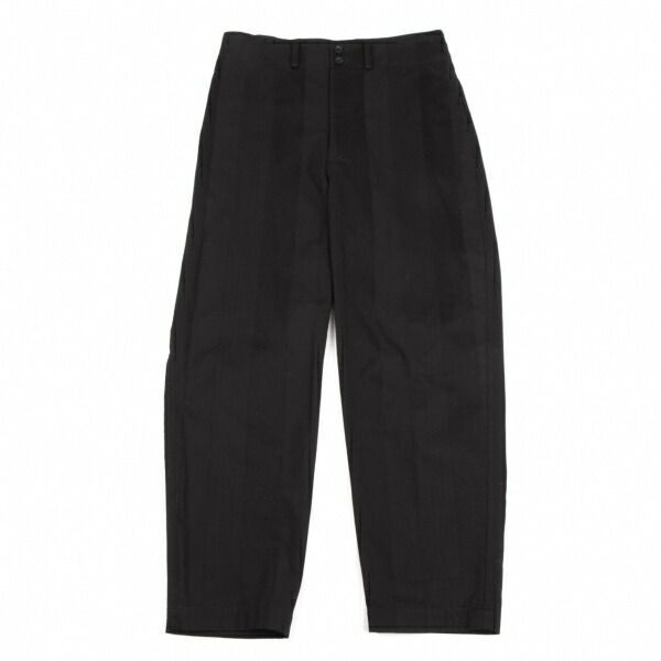 ワイズY's シャドーストライプコットンテーパードパンツ 黒2