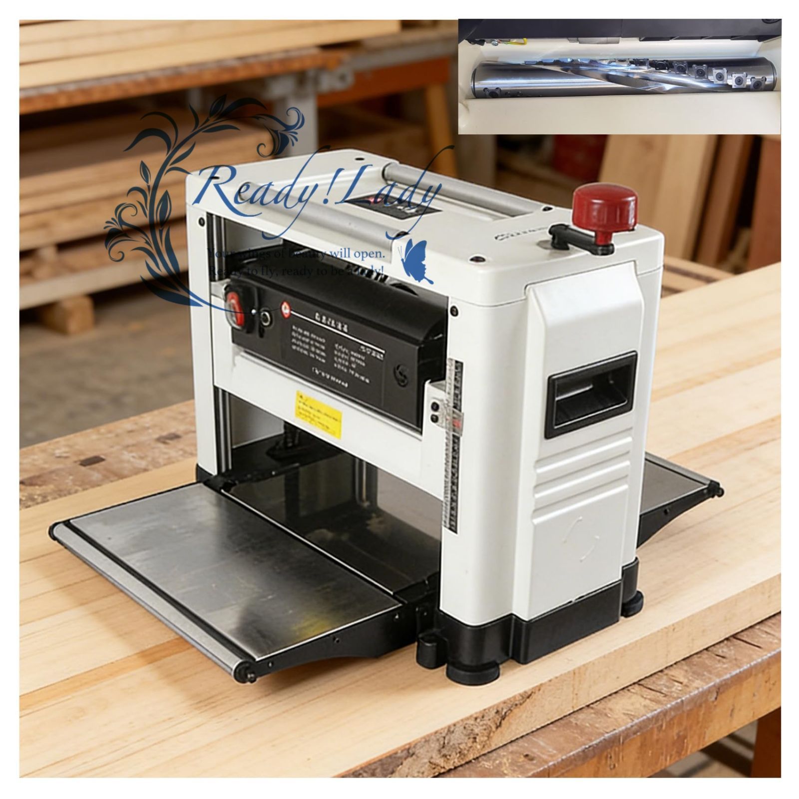 電動カンナ 木工 自動カンナ 小型 8 m|分 1800 W 電気かんな 最大切削幅318 mm 厚み5~150 内装造作現場 トリミング 木材プレーニング用 DIY 電動工具 38 kg スタンドなし ヘリカルカッターシャフト