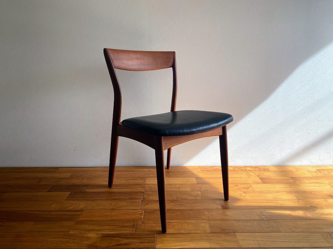 60s デンマーク チーク×ビーチ ダイニングチェア レザー本革 ④ ダイニングチェア 北欧 ビンテージ (チーク/ビーチ) デンマーク家具