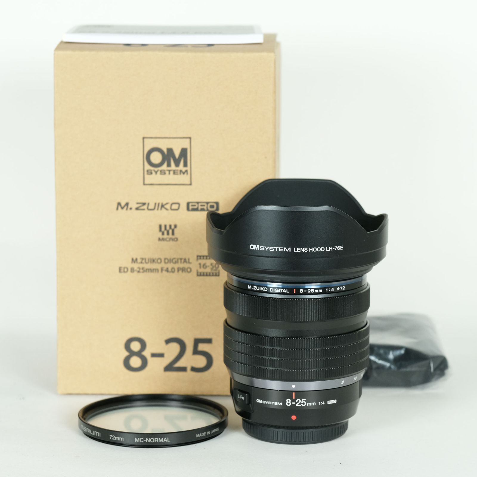 | フィルター付 OM SYSTEM M.ZUIKO DIGITAL ED 8‑25 mm F 4.0 PRO マイクロフォーサーズマウント